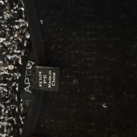 APT9 Black/Silver Sequined Sweater w/ Attached Sheer Black Under Cami;PS - Picture 4 of 7